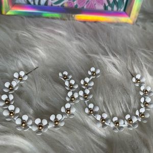 White Floral Hoops.